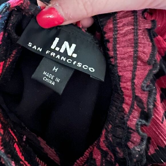 I.N. San Francisco size medium juniors zebra pink metallic tank - Picture 3 of 9